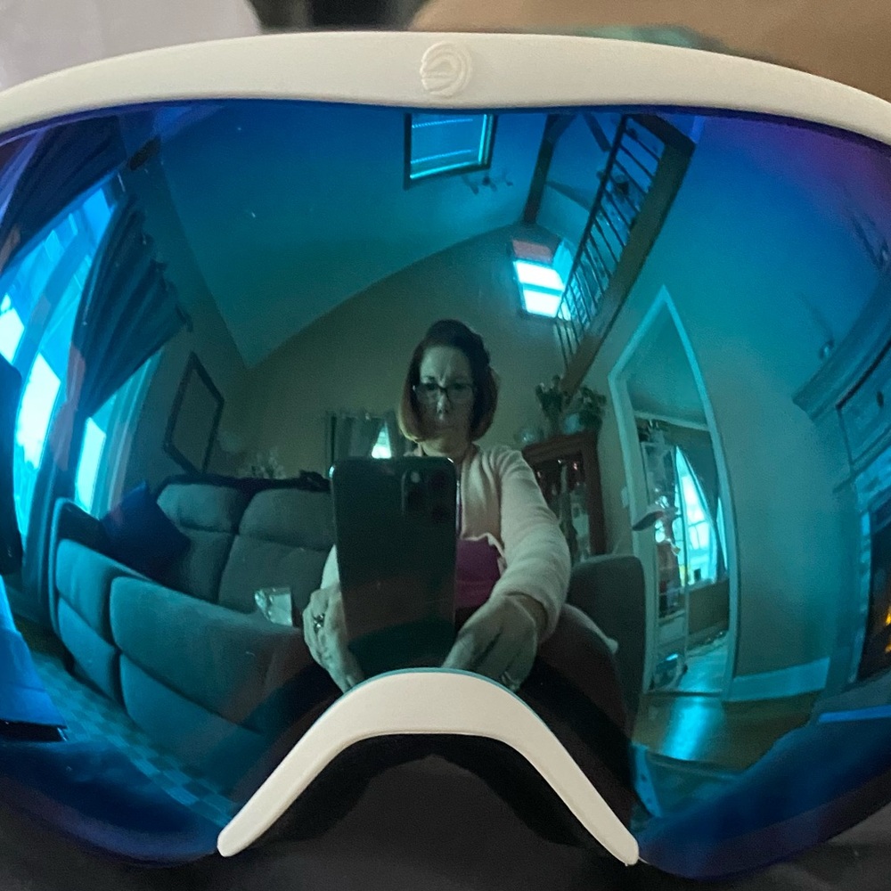 Blue Reflective Ski Goggles